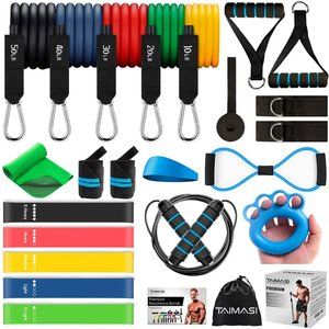 23Pcs Resistance Bands Set Workout Bands, 5 Stackable Exercise Bands with Handle